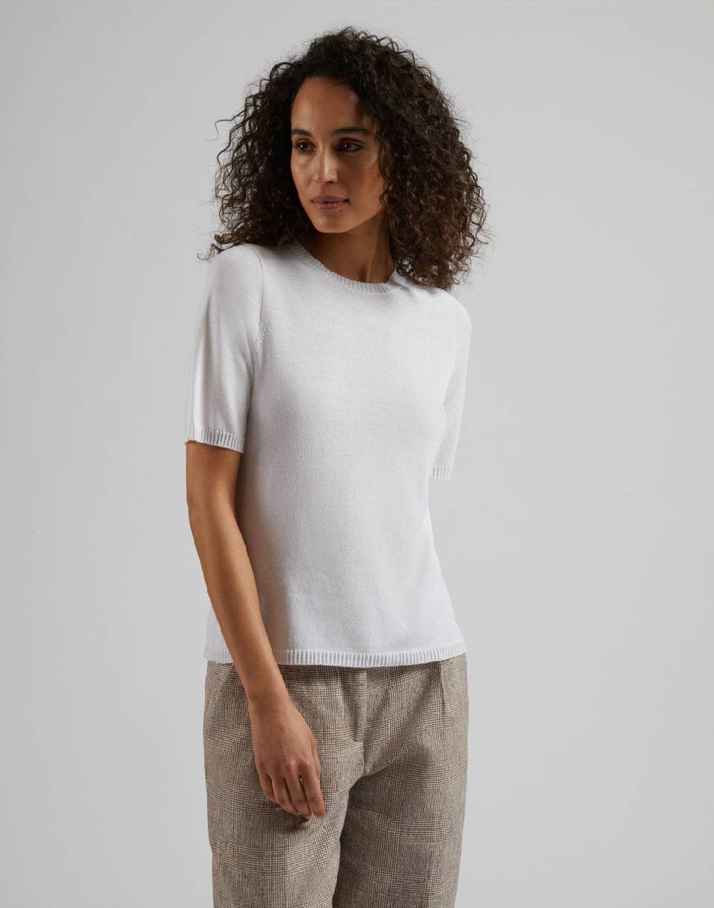 Lardini Maglia girocollo bianca in pregiato filato di viscosa Moda