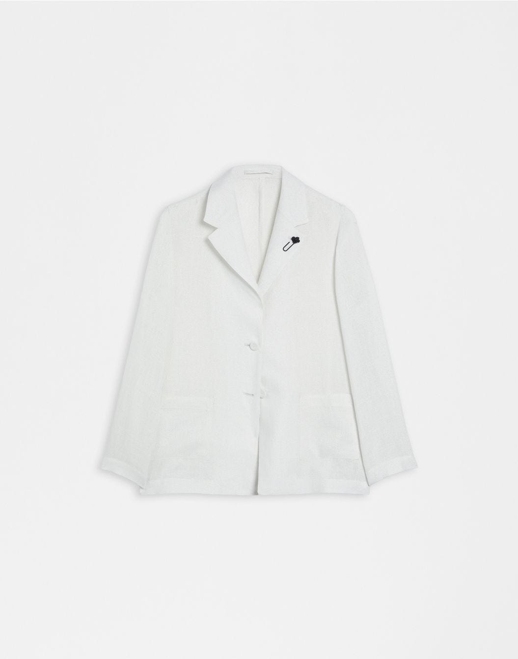 Lardini Giacca monopetto in lino lurex bianco e argento
