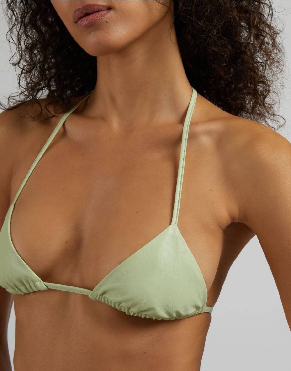 Lardini Bralette in eco-pelle verde pastello con laccetti In Linea