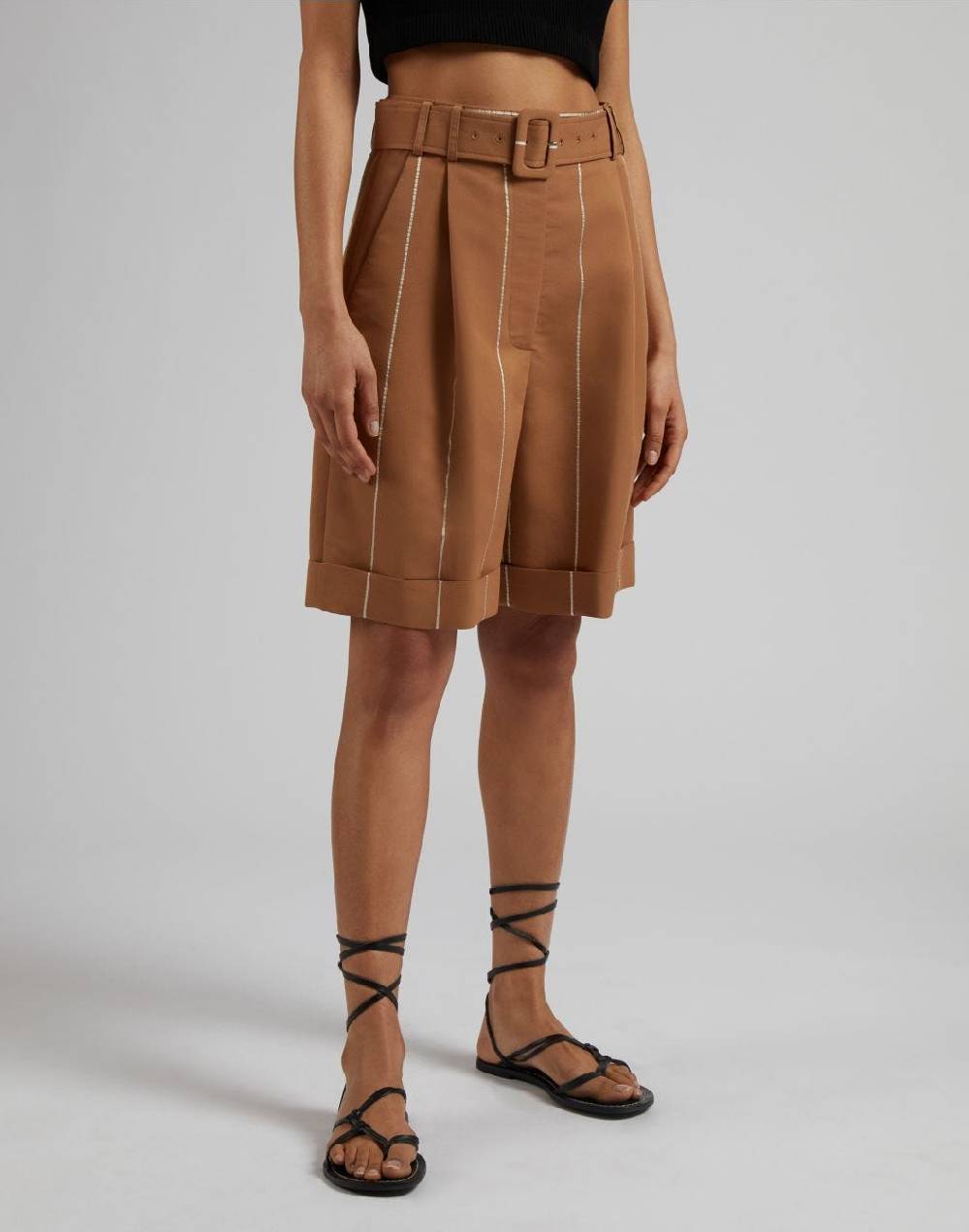 Lardini Bermuda ruggine in viscosa gessato largo Vendita