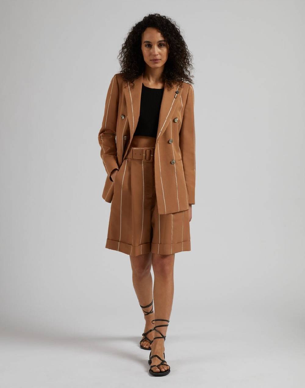 Lardini Bermuda ruggine in viscosa gessato largo Vendita