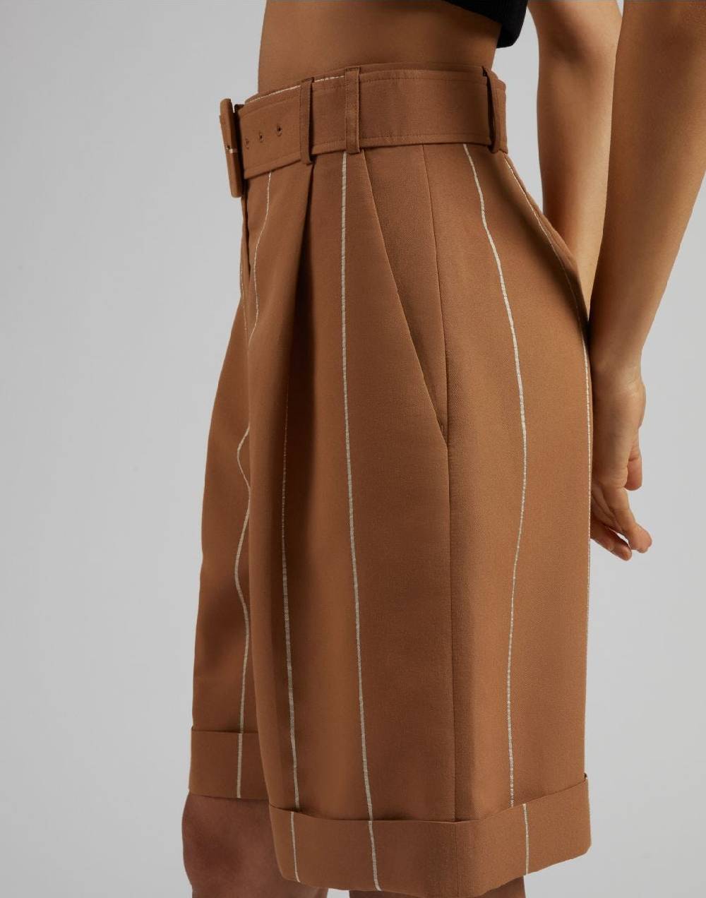 Lardini Bermuda ruggine in viscosa gessato largo Vendita