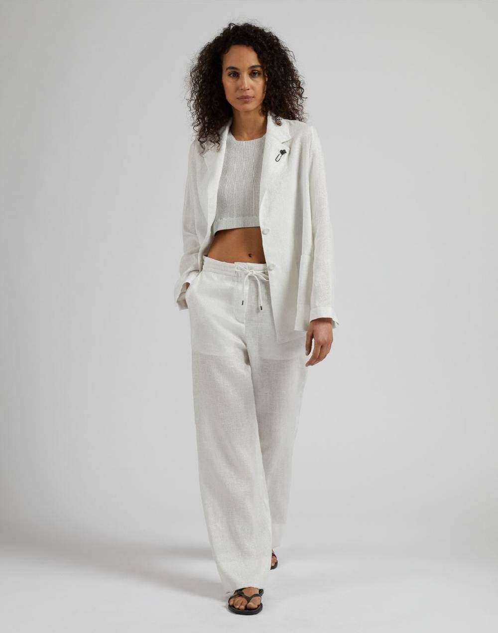 Lardini Pantalone ampio in tela di lino lurex Promozione