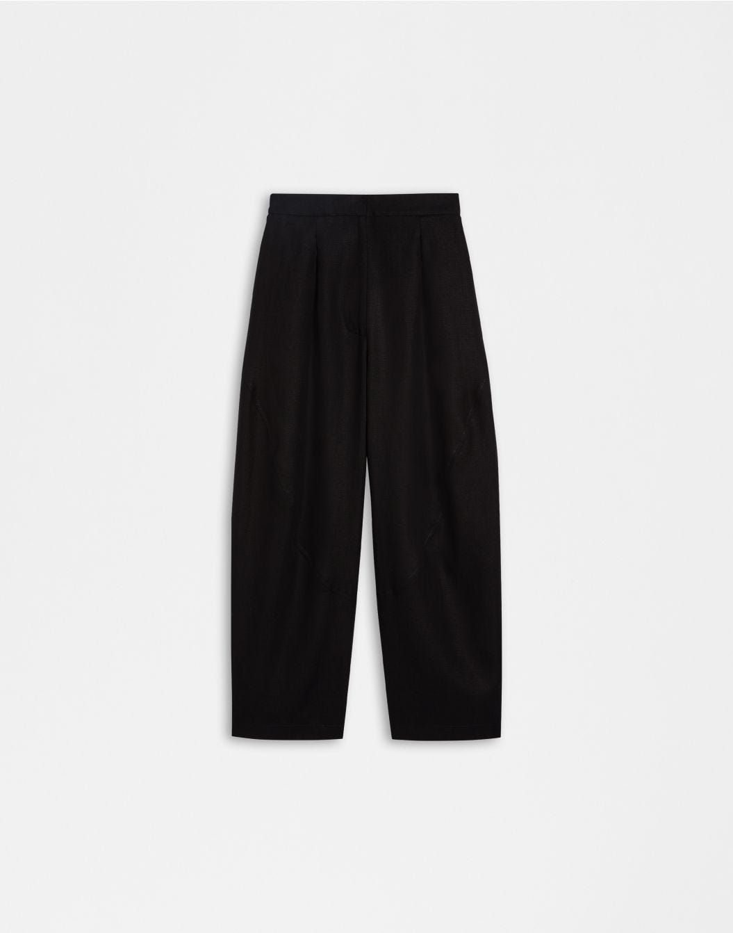 Lardini Pantalone ampio a vita bassa in tela di lino nero