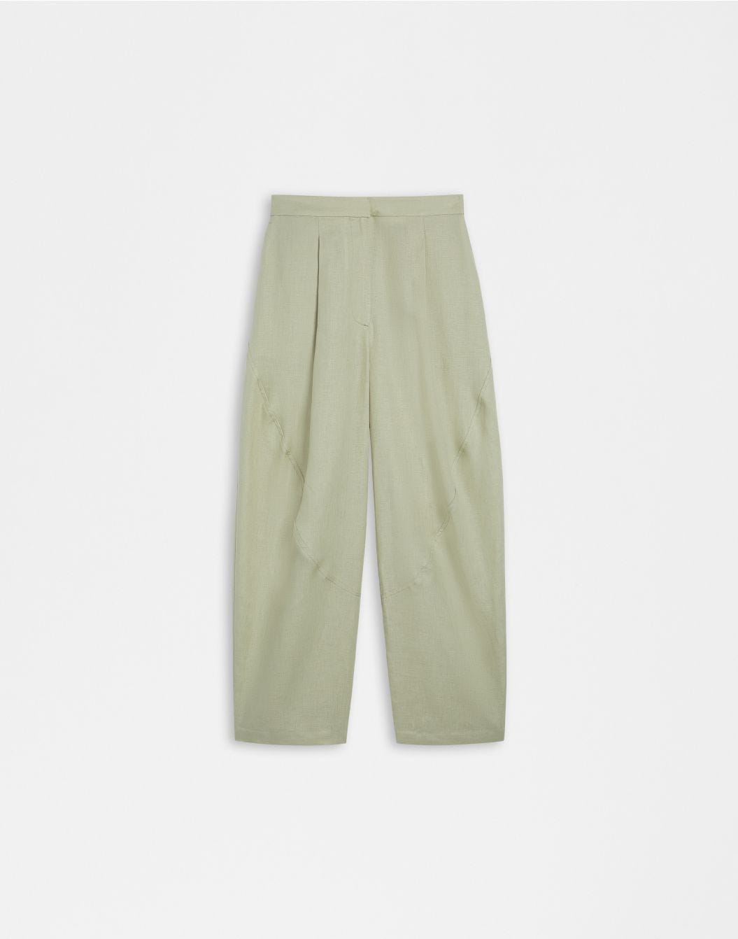 Lardini Pantalone ampio a vita bassa in tela di lino verde