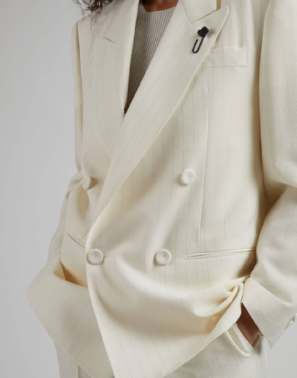 Lardini Giacca doppiopetto in tela di lana gessata lurex Qualità Garantita