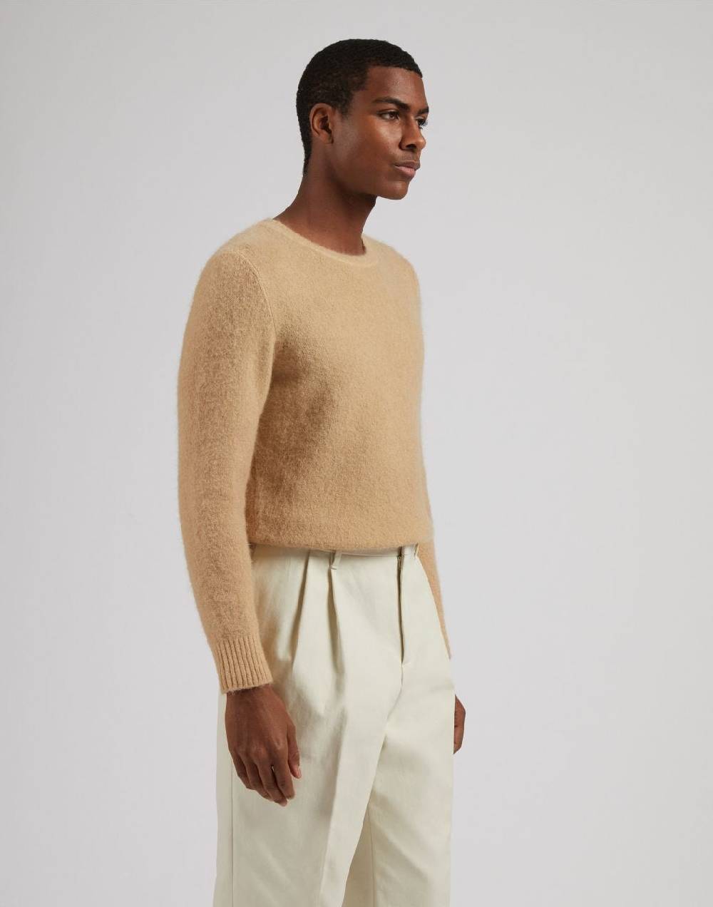 Lardini Maglia girocollo beige a maglia rasata Acquista Ora