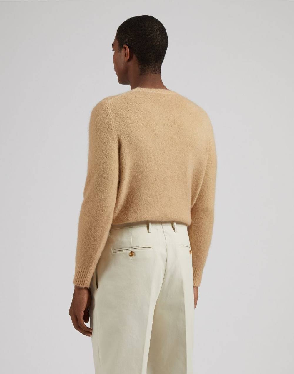 Lardini Maglia girocollo beige a maglia rasata Acquista Ora