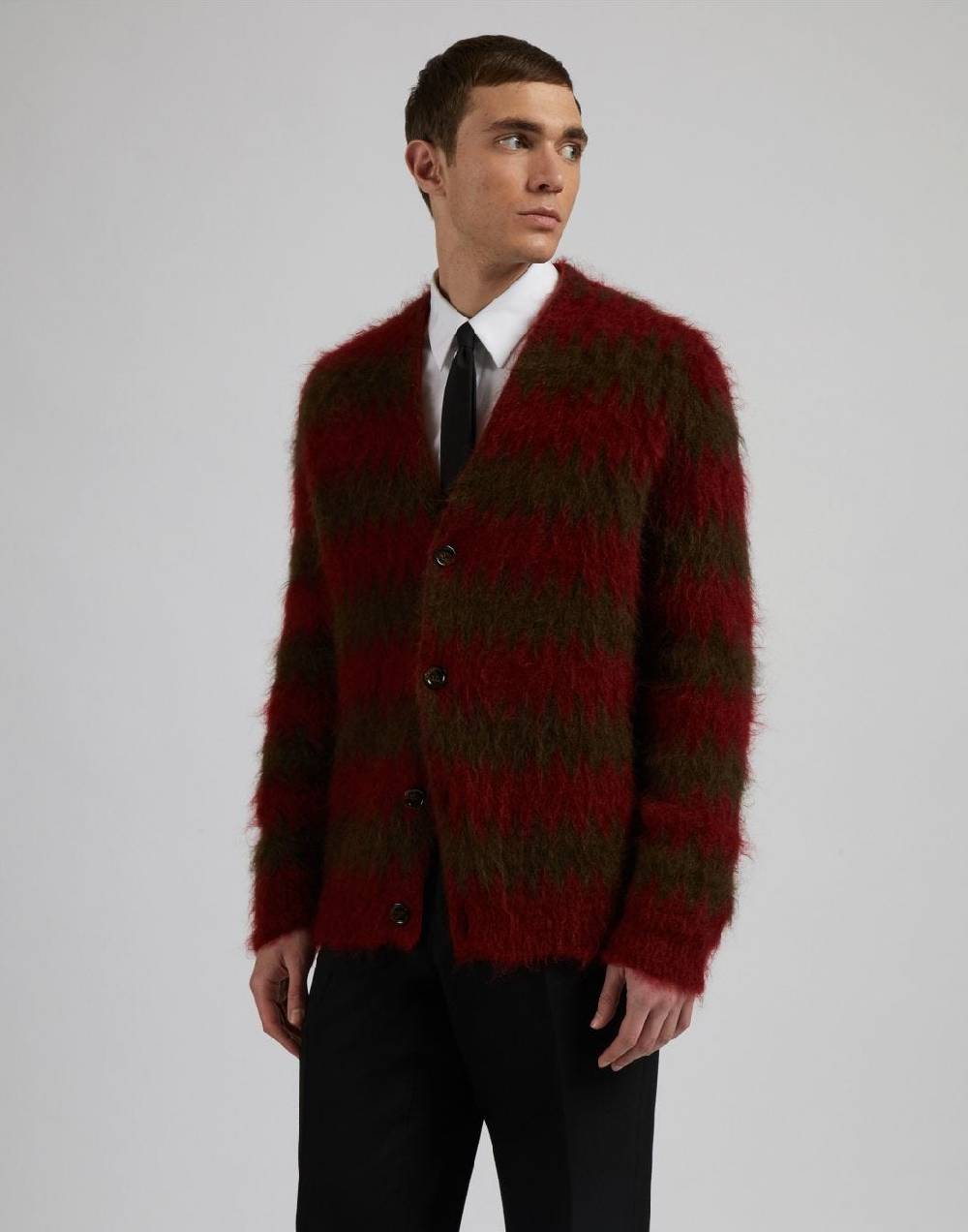 Lardini Cardigan in kid mohair con lavorazione jacquard bicolore Consegna Veloce