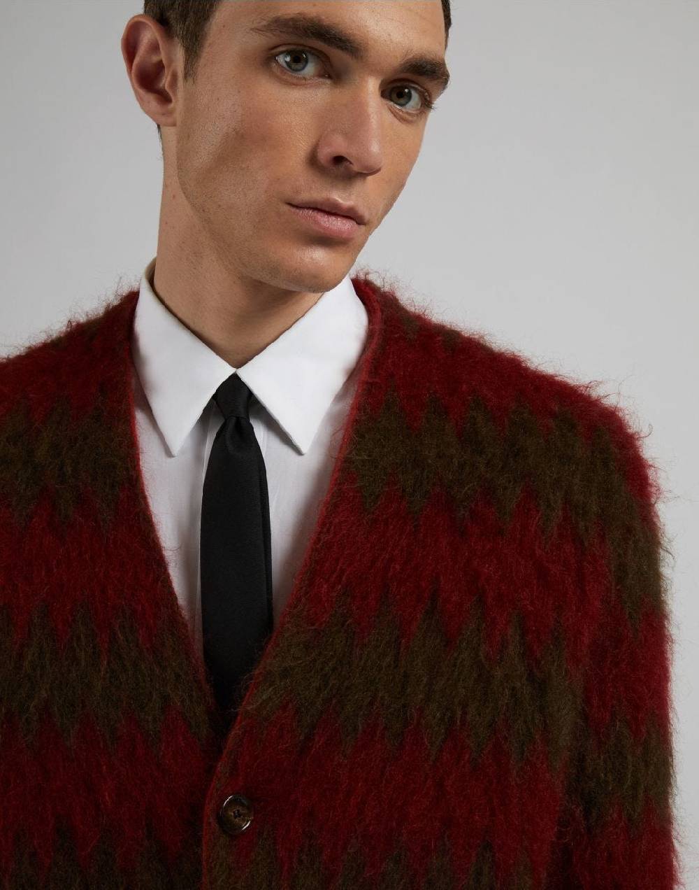 Lardini Cardigan in kid mohair con lavorazione jacquard bicolore Consegna Veloce