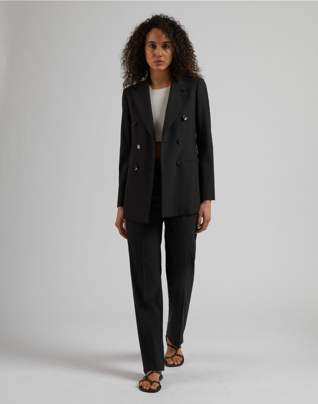 Lardini Pantalone nero gamba dritta regolare in tessuto di lana stretch Prezzo Ridotto