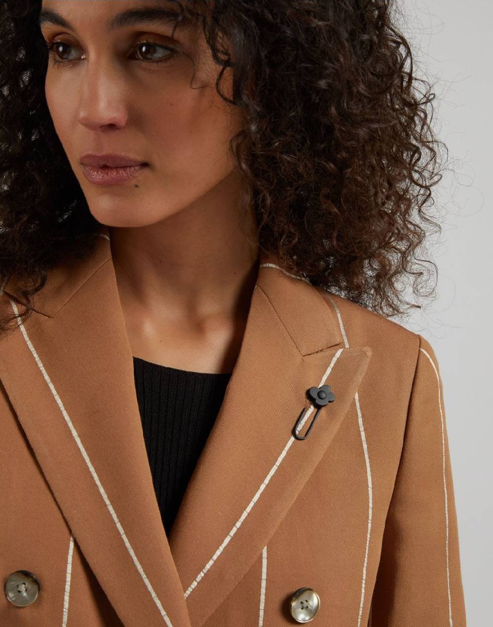 Lardini Blazer doppiopetto ruggine in viscosa gessato largo Presa