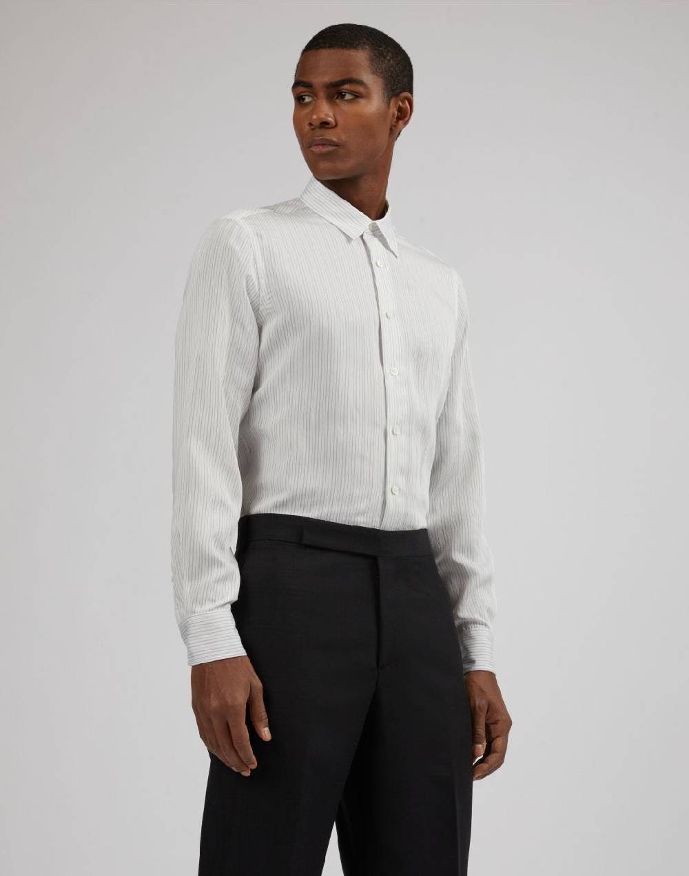 Lardini Camicia bianca a righe in popeline soft touch Offerta