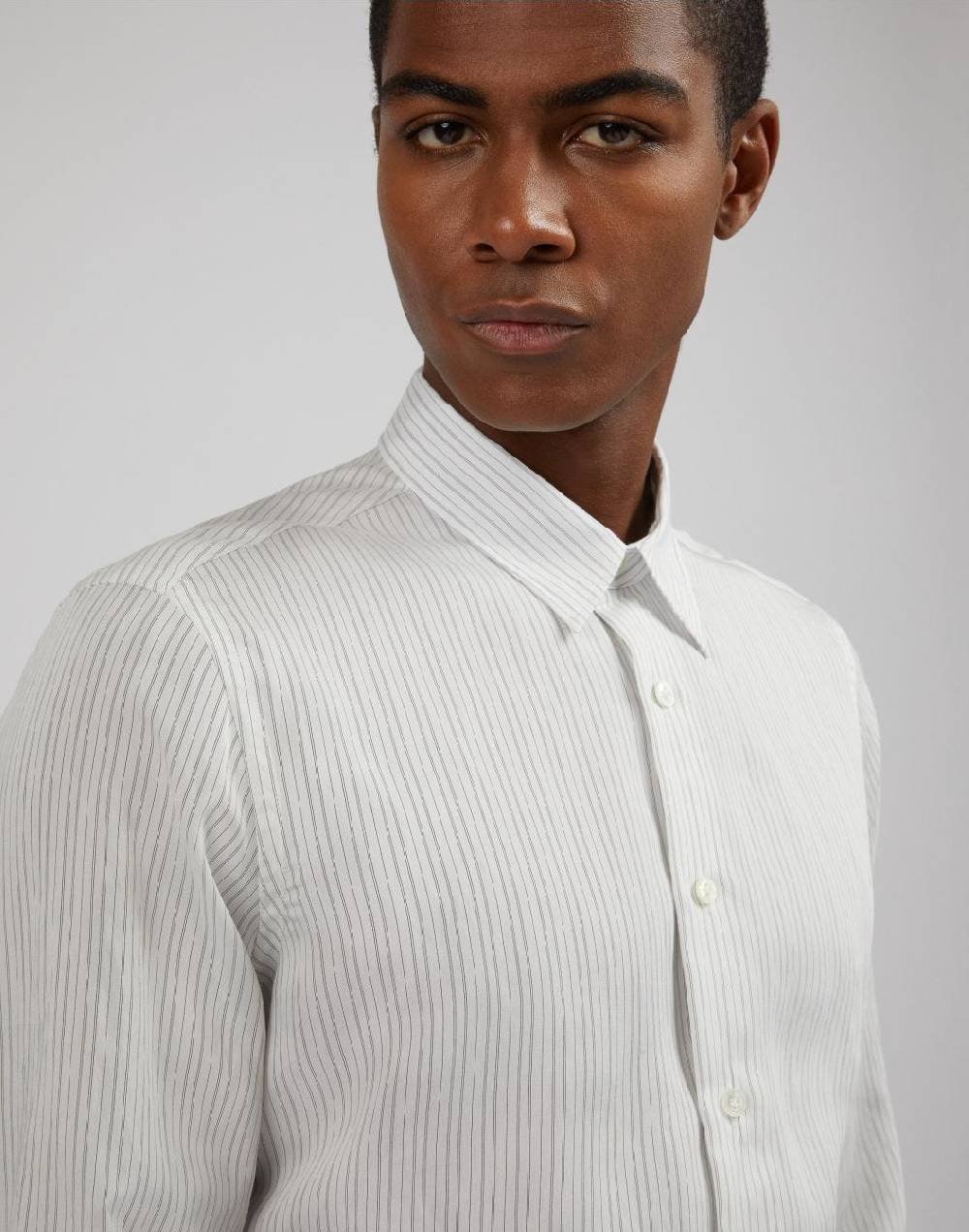 Lardini Camicia bianca a righe in popeline soft touch Offerta
