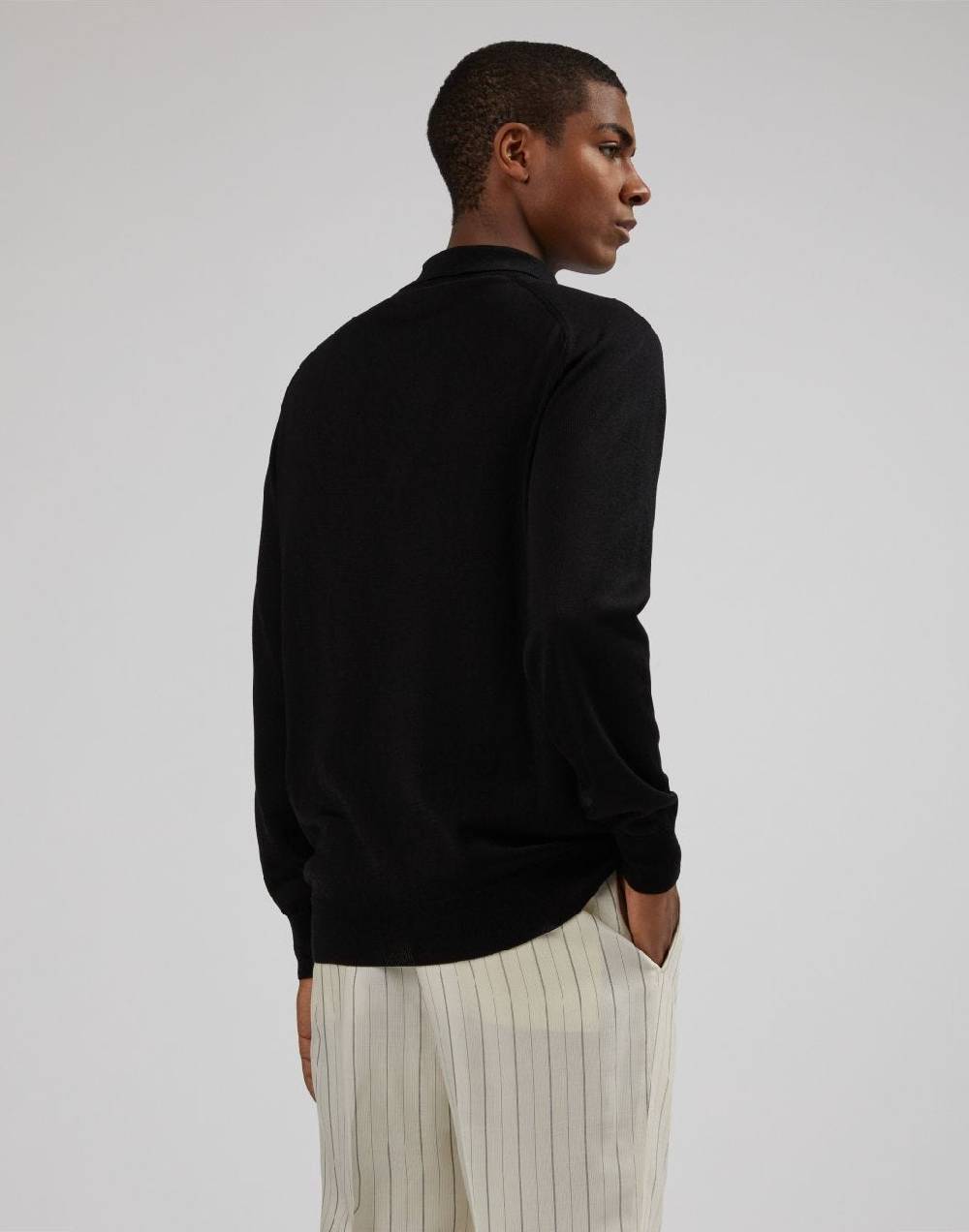 Lardini Polo a manica lunga nera Outlet