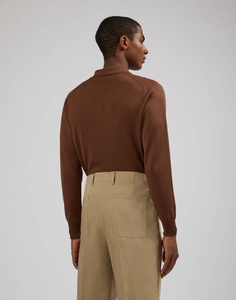 Lardini Polo a manica lunga nocciola In Vendita