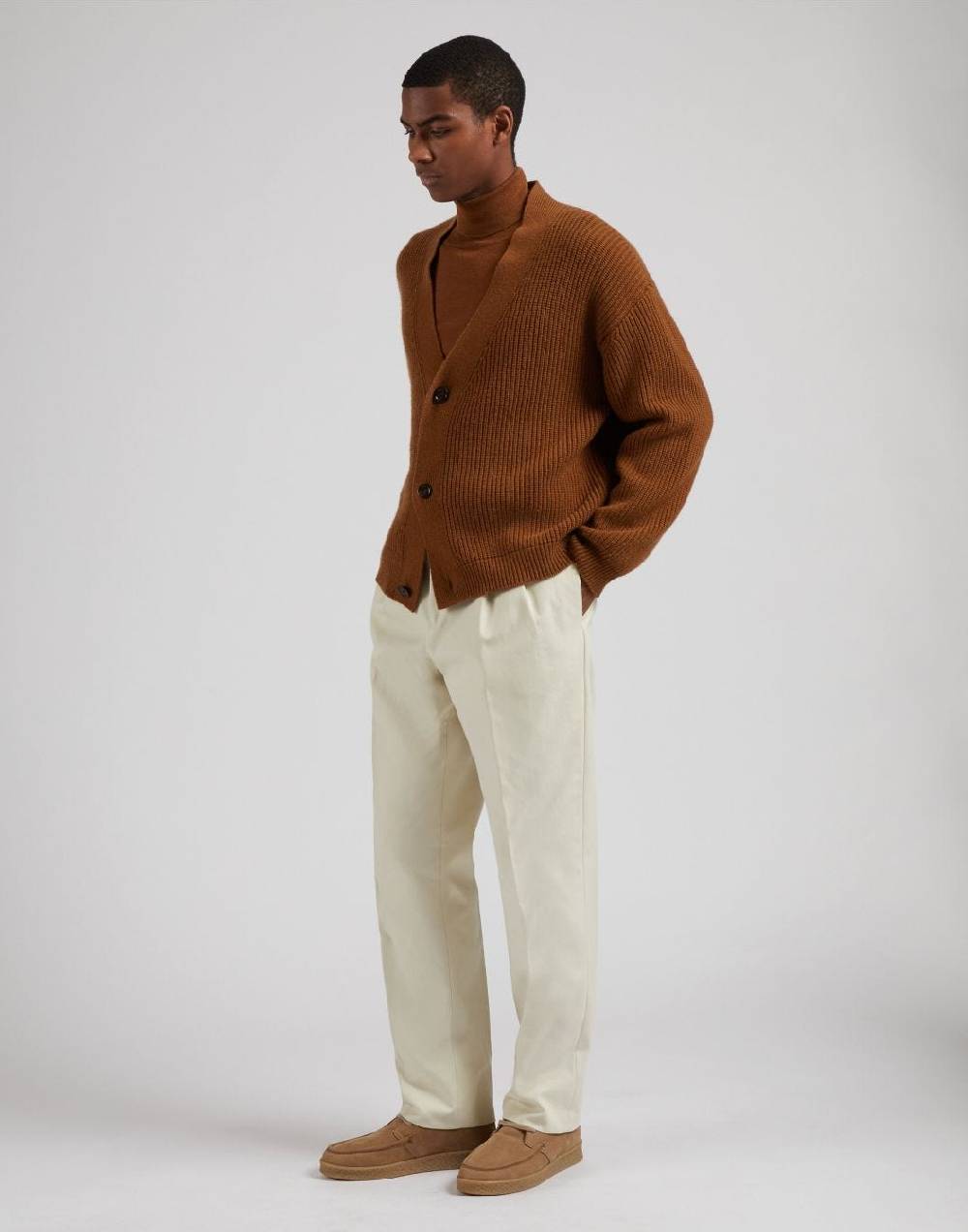 Lardini Cardigan nocciola in lana e cashmere Offerte