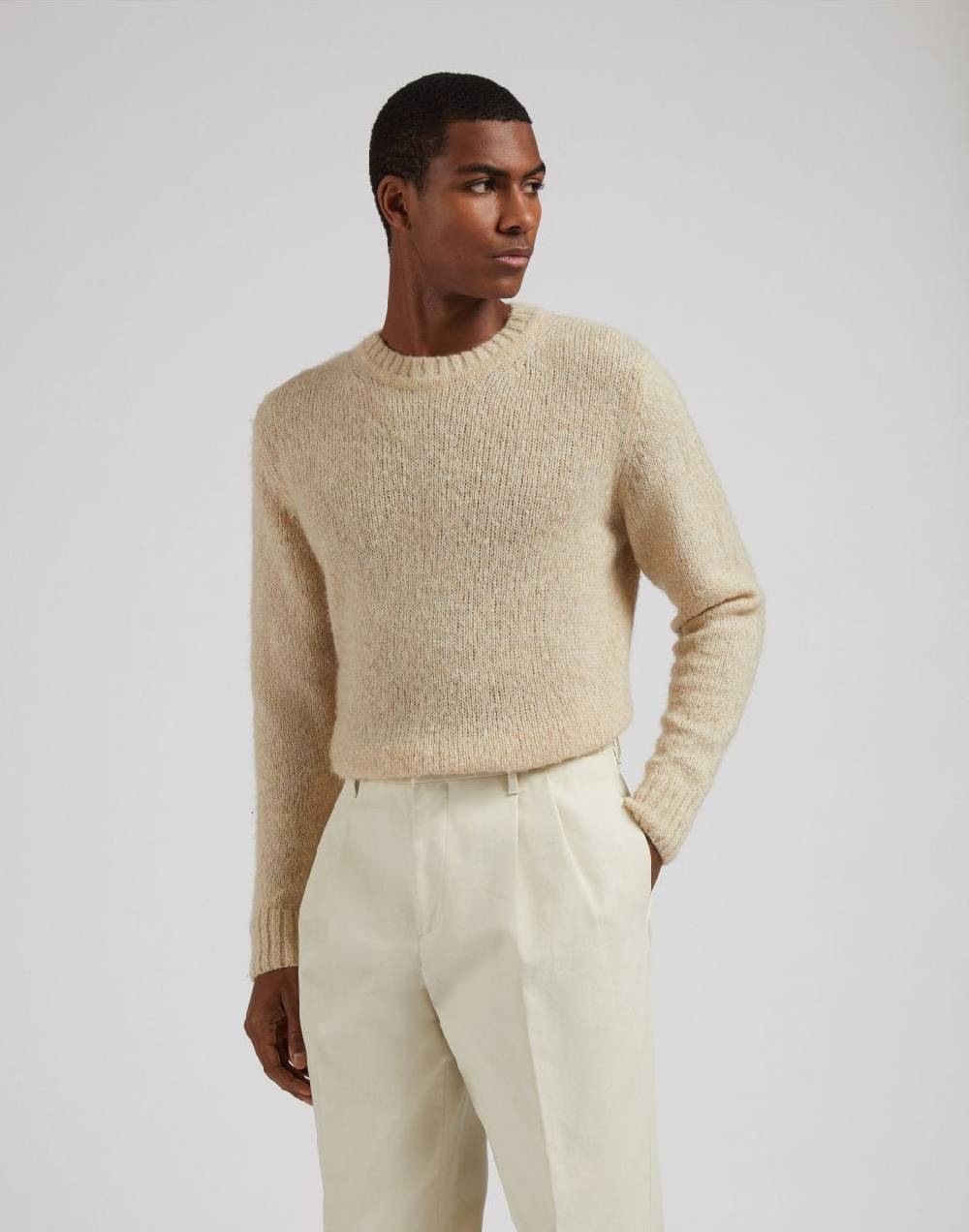 Lardini Maglia girocollo beige a manica lunga Hotsell