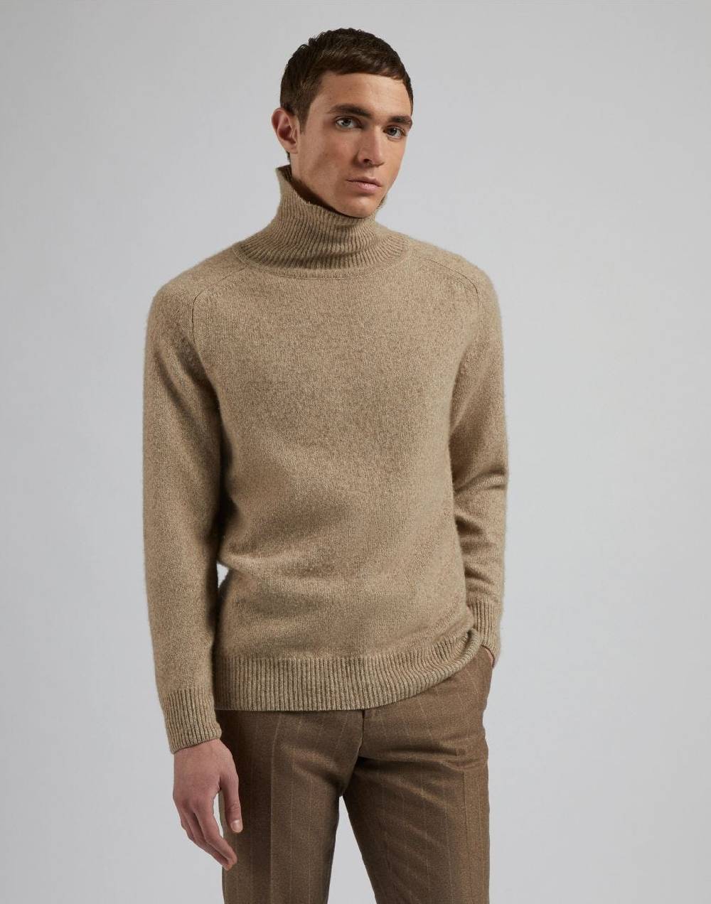 Lardini Maglia dolcevita beige in 100% puro cashmere biagioli titolo 2/11 Vendita Calda