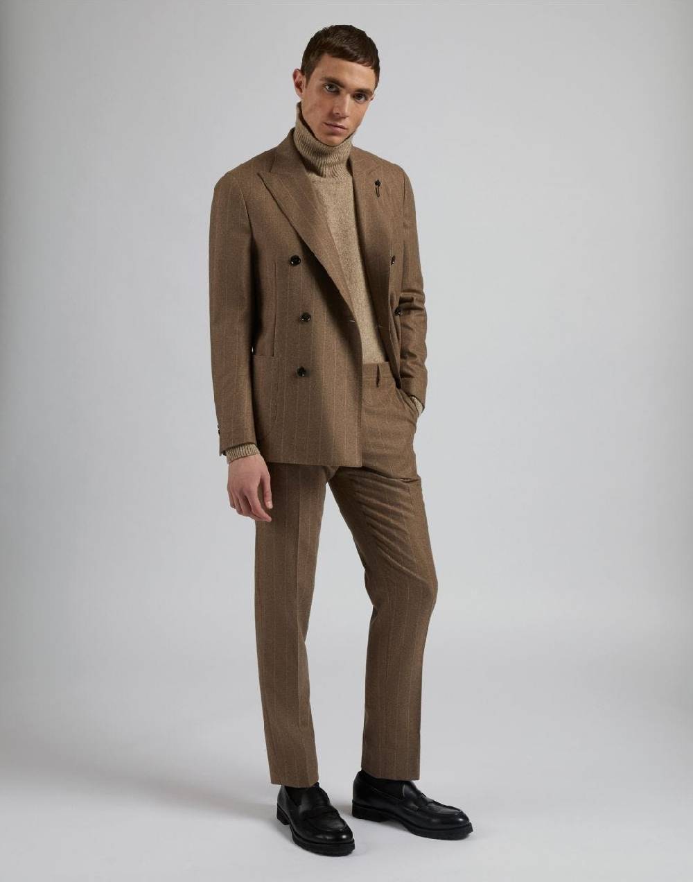 Lardini Maglia dolcevita beige in 100% puro cashmere biagioli titolo 2/11 Vendita Calda