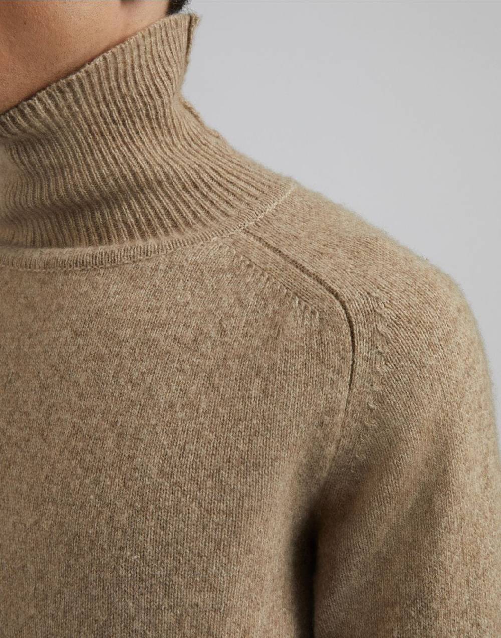 Lardini Maglia dolcevita beige in 100% puro cashmere biagioli titolo 2/11 Vendita Calda