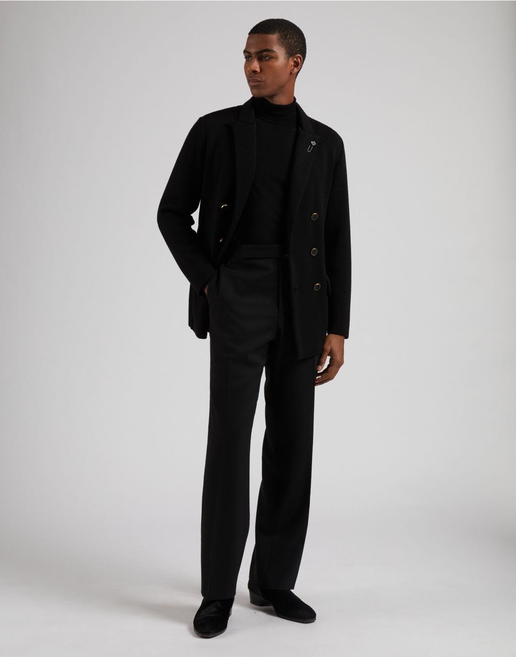 Lardini Dolcevita nero in lana merino, seta e cashmere Saldi Di Fabbrica