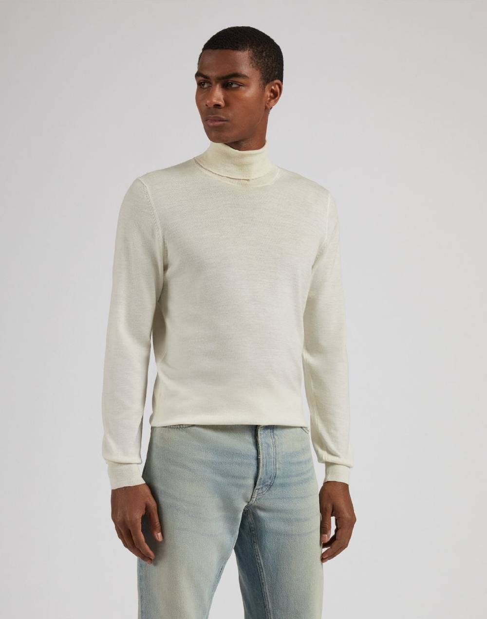 Lardini Dolcevita bianco in lana merino, seta e cashmere Vendite Flash