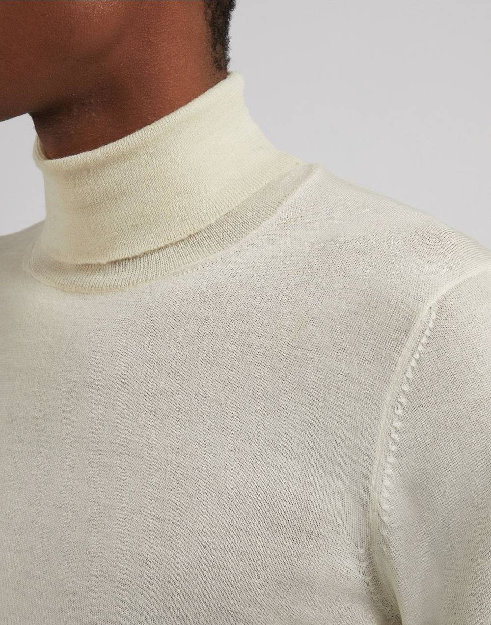 Lardini Dolcevita bianco in lana merino, seta e cashmere Vendite Flash