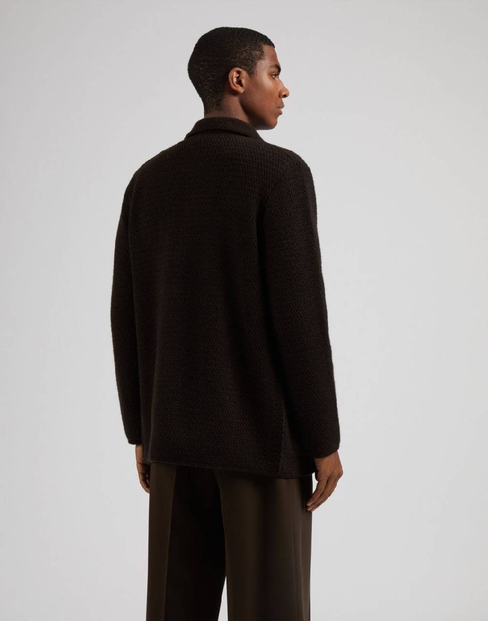 Lardini Giacca maglia marrone in 100% cashmere ecologico In Saldo