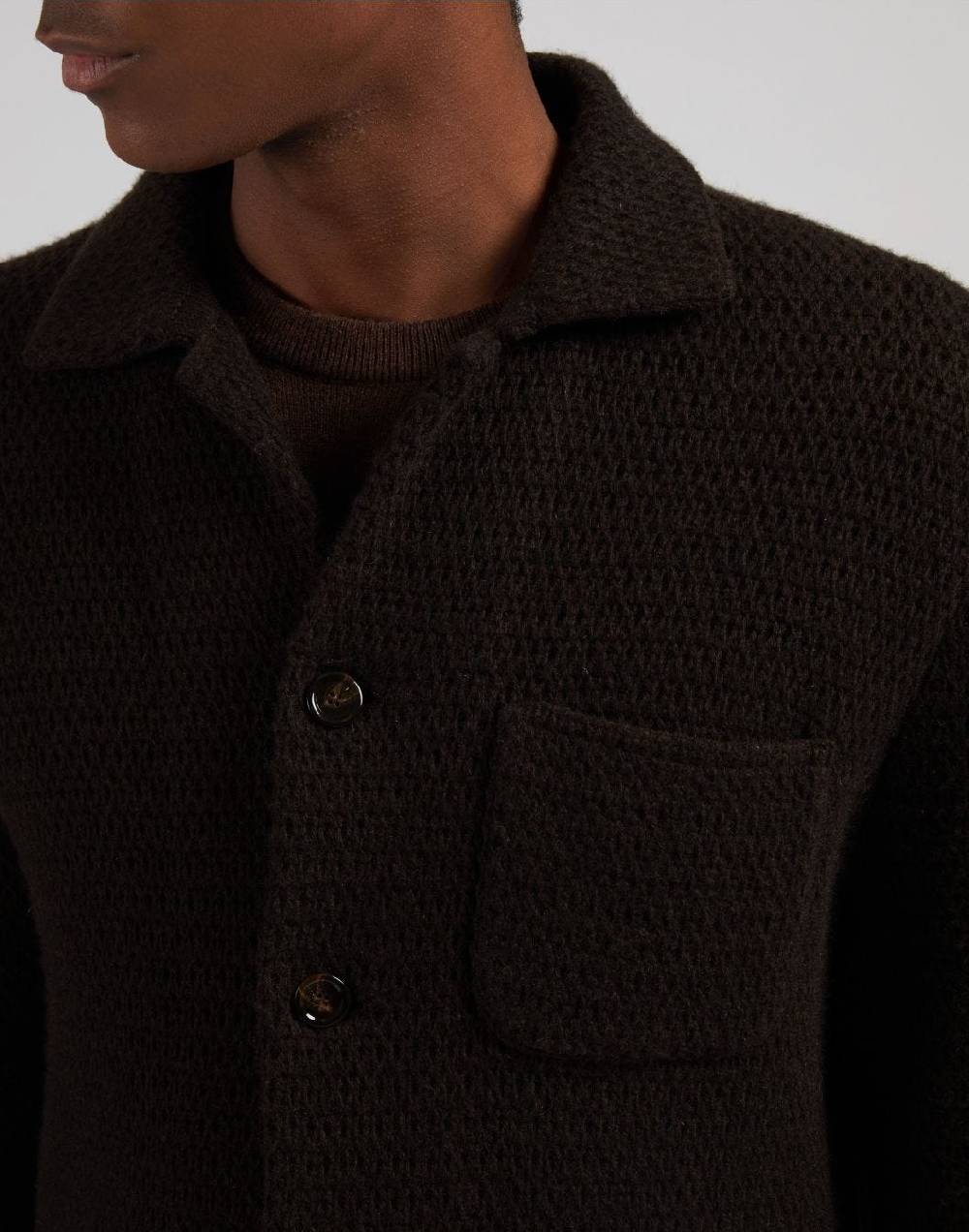 Lardini Giacca maglia marrone in 100% cashmere ecologico In Saldo