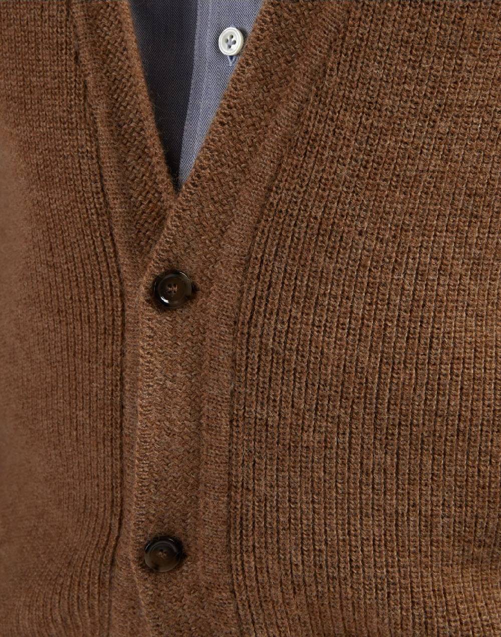 Lardini Gilet nocciola in maglia di lana bio e alpaca Nuova