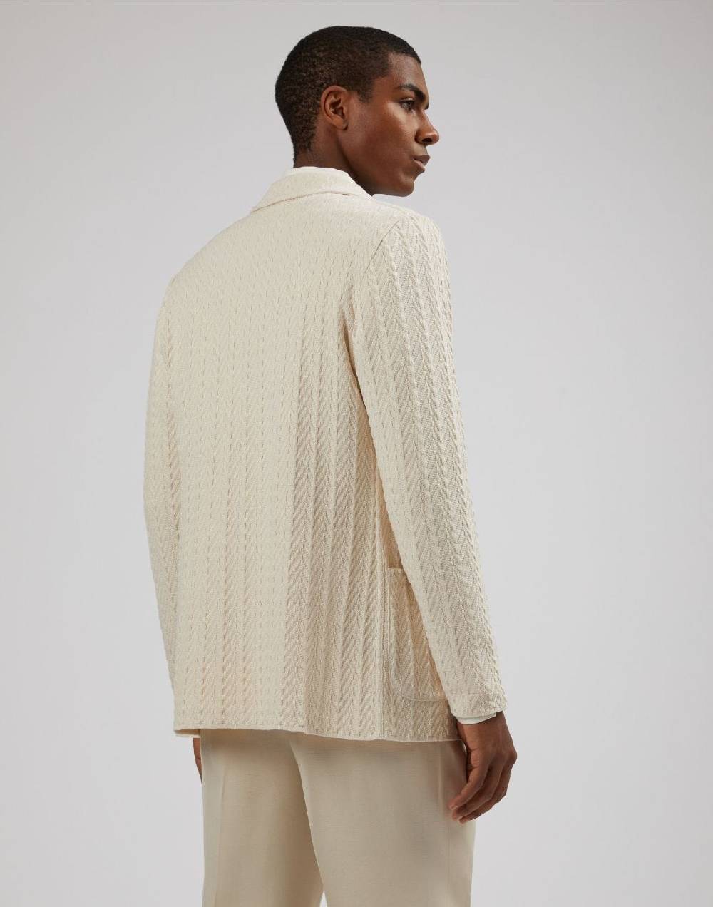 Lardini Giacca maglia panna in filato di cotone compatto Italy