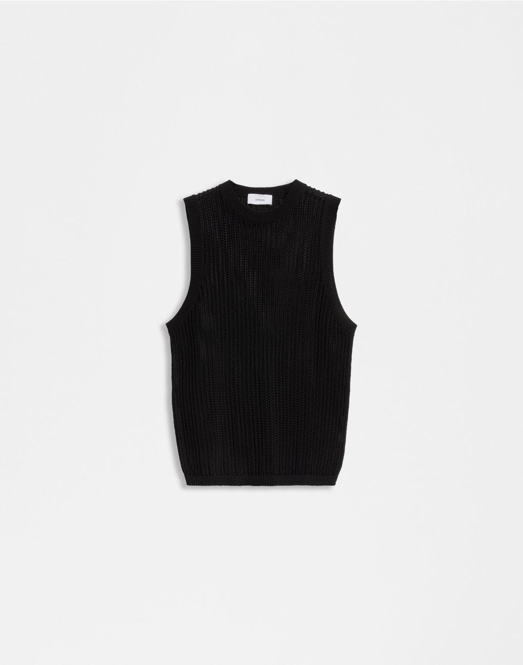 Lardini Canotta in maglia nera traforata