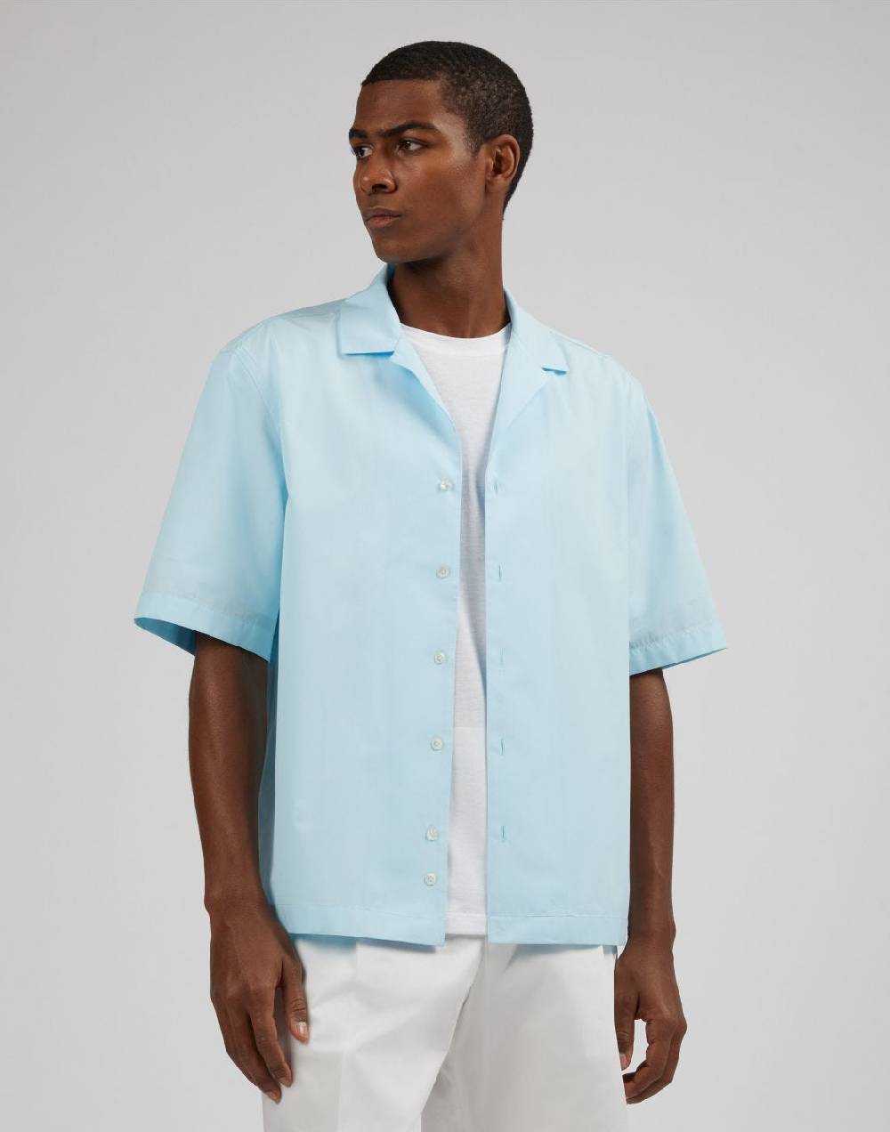 Lardini Camicia azzurra in popeline soft touch 2025