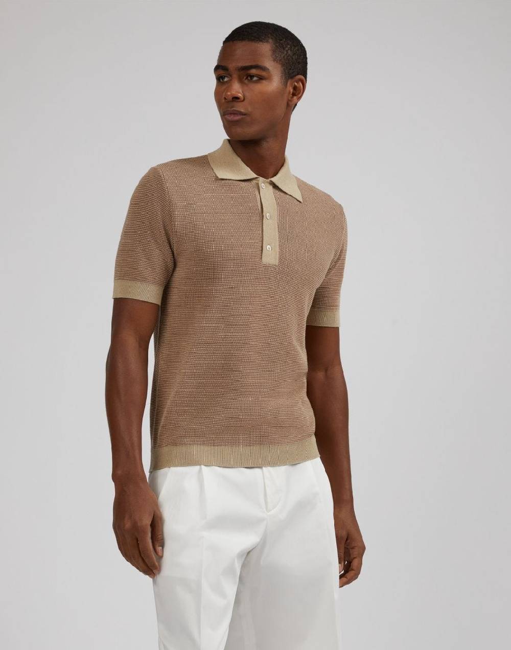 Lardini Polo bicolore con lavorazione jacquard Spedizione Gratuita