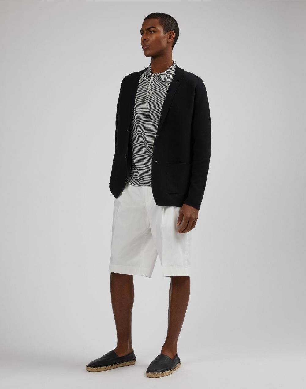 Lardini Polo in cotone crêpe jacquard bicolore Pezzi Unici