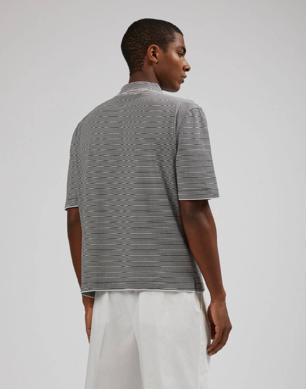 Lardini Polo in cotone crêpe jacquard bicolore Pezzi Unici