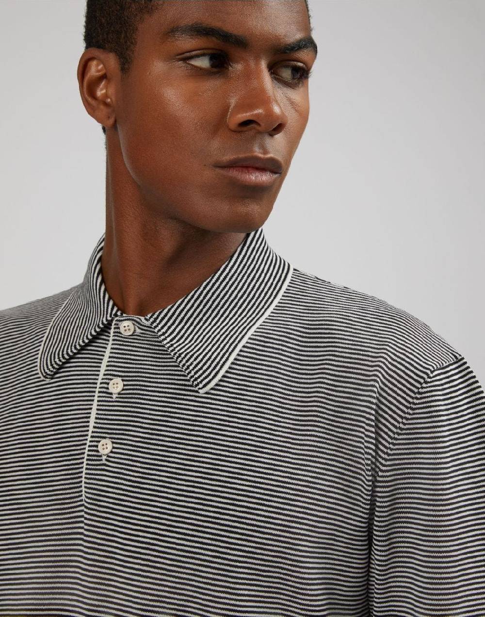 Lardini Polo in cotone crêpe jacquard bicolore Pezzi Unici