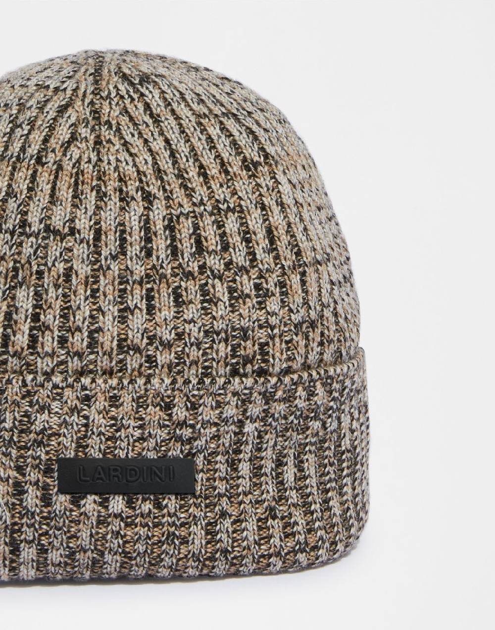 Lardini Berretto in lana merino 3 colori con lavorazione a coste Promozione Limitata