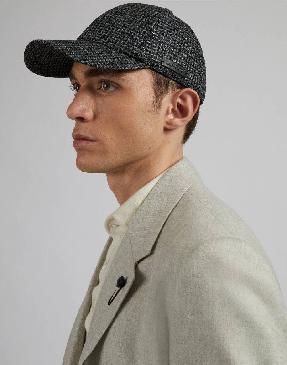 Lardini Cappello baseball in lana con disegno damier grigio-nero Fino Al -60%