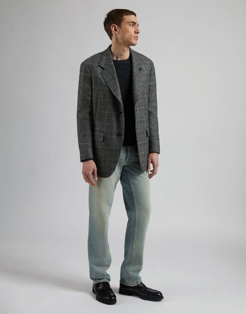 Lardini Giaccone monopetto in labswool di lana cashmere fantasia grigo-nero Affare Del Giorno