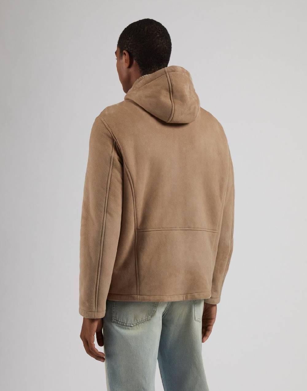 Lardini Giubbino con cappuccio in pelle di montone merino nocciola Prezzo Ridotto