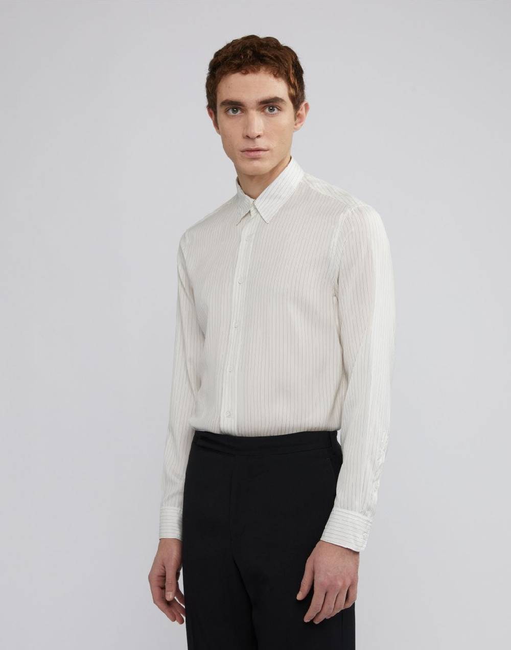 Lardini Camicia con collo italiano in seta habotai Outlet