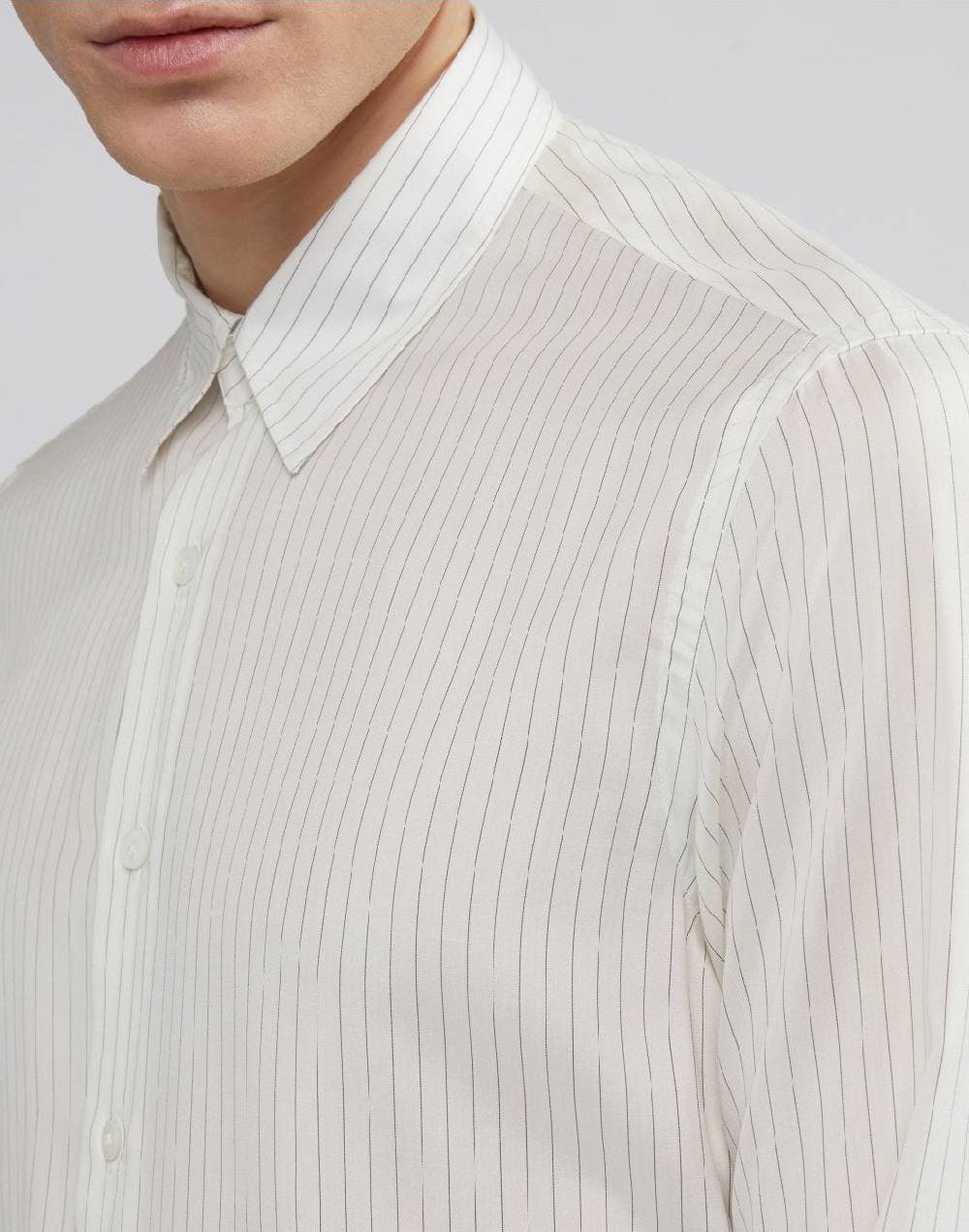 Lardini Camicia con collo italiano in seta habotai Outlet