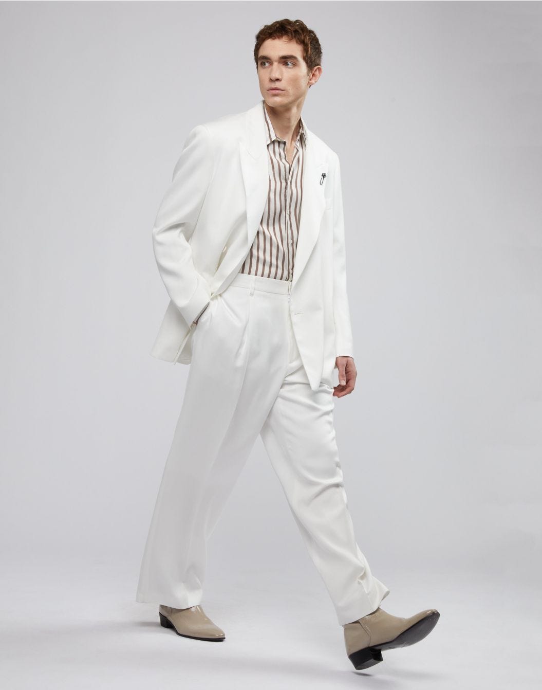 Lardini Camicia in seta con disegno riga In Vendita