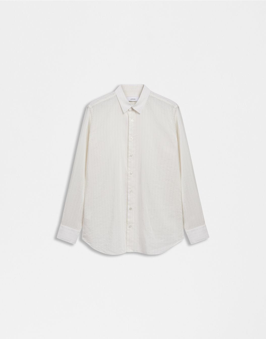Lardini Camicia bianca con collo italiano in voile