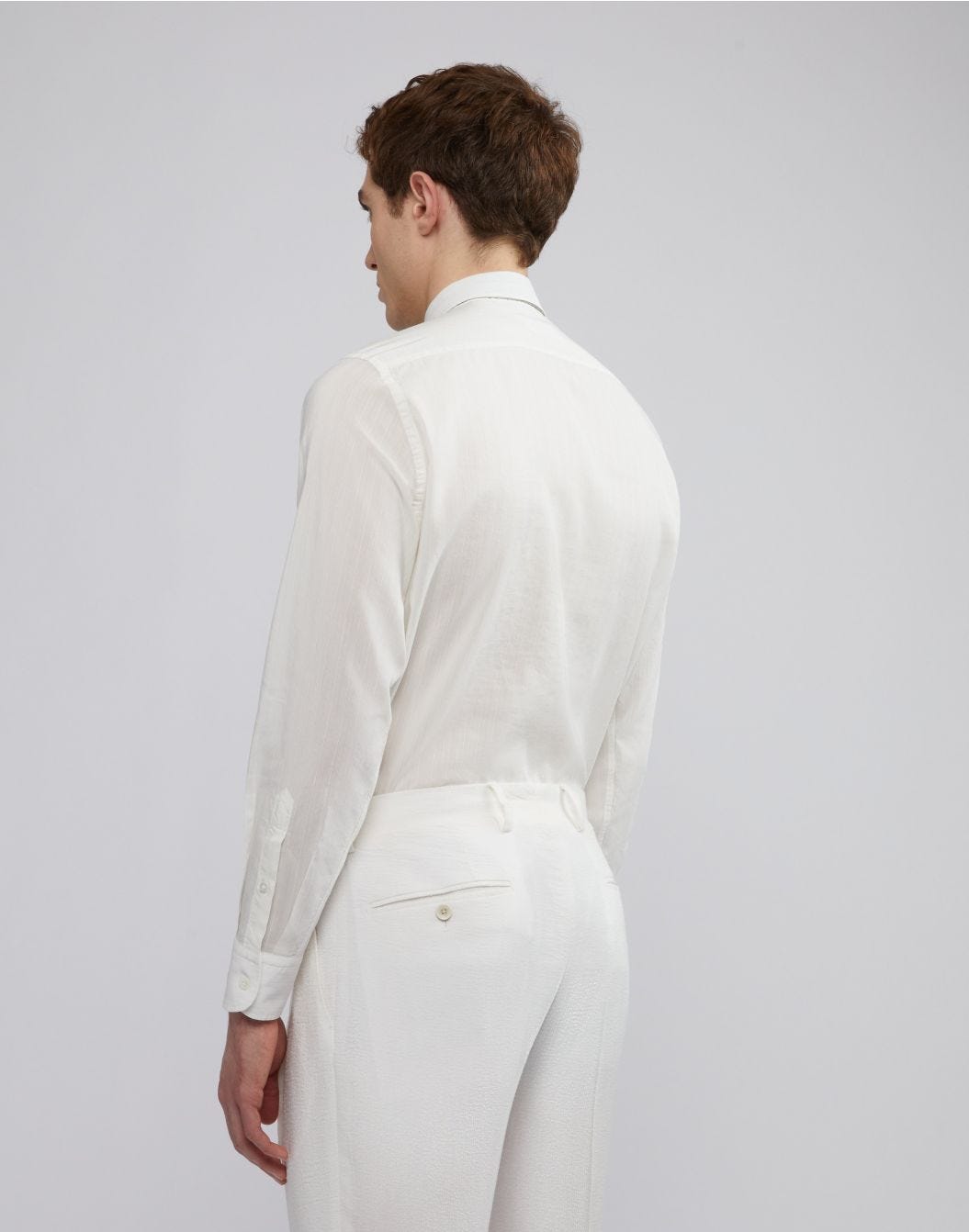 Lardini Camicia bianca con collo italiano in voile Offerte