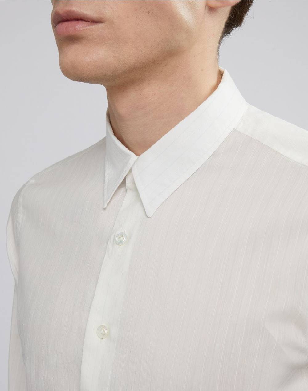 Lardini Camicia bianca con collo italiano in voile Offerte