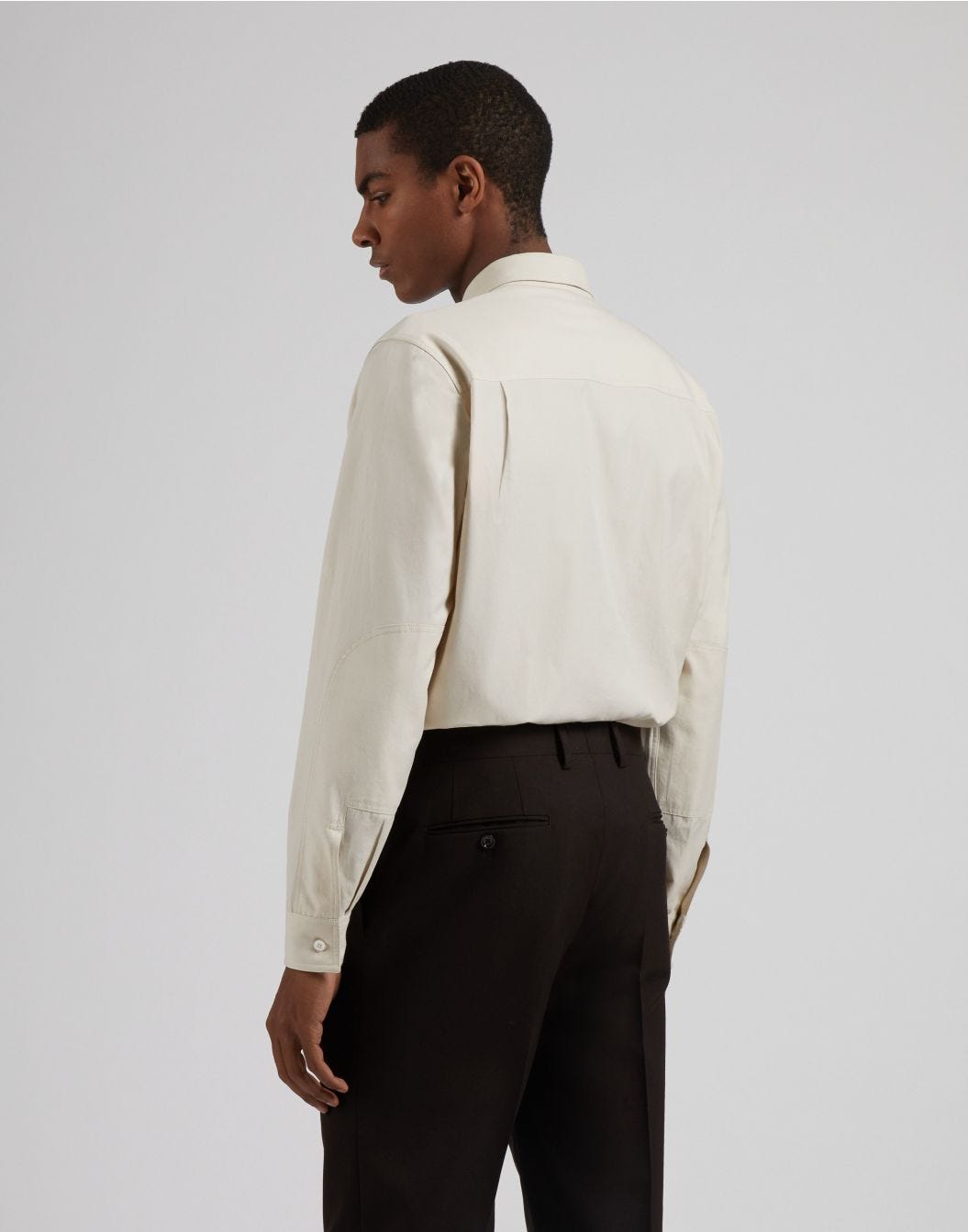 Lardini Camicia relaxed panna in twill di cotone washed Nuova