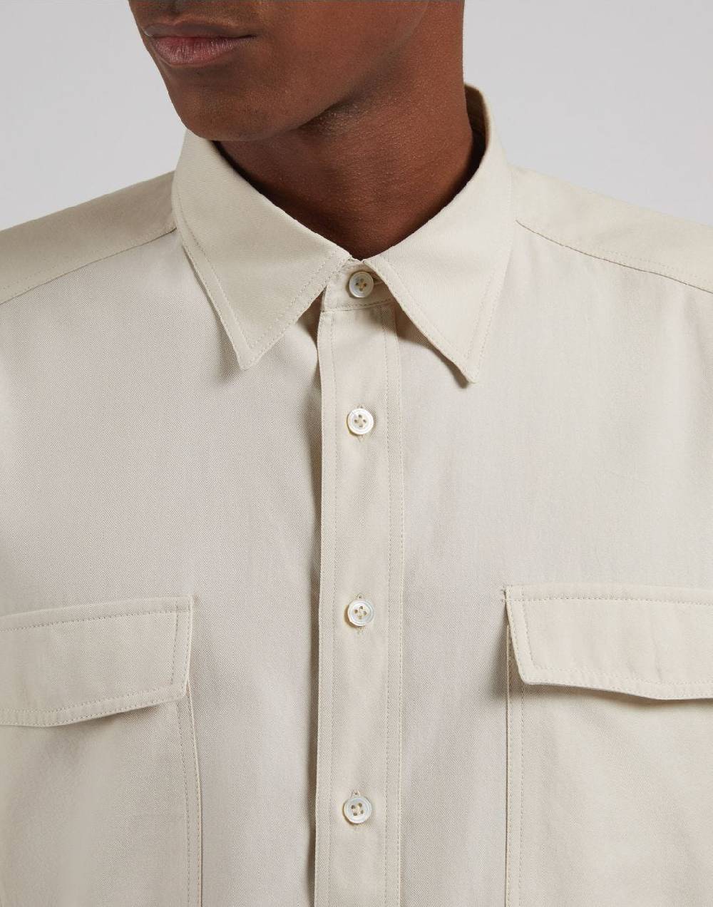 Lardini Camicia relaxed panna in twill di cotone washed Nuova